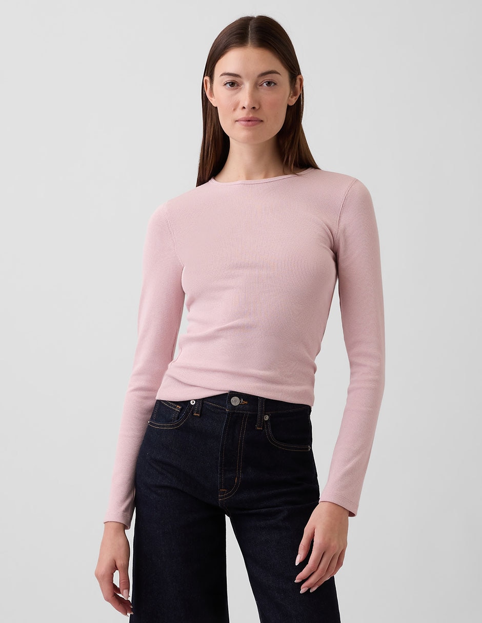 Playera manga larga cuello redondo para mujer Playera manga larga cuello redondo para mujer