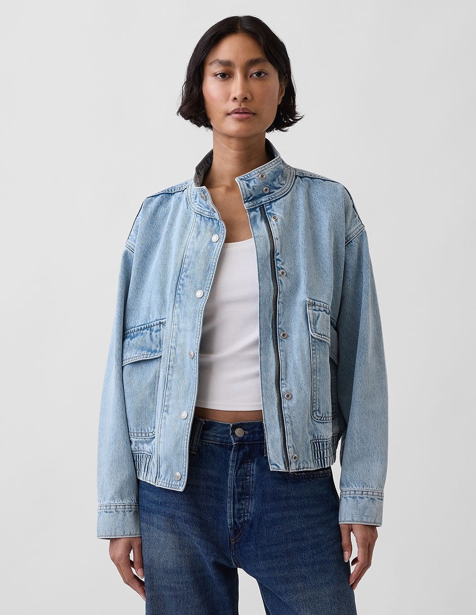 Chamarra bomber de mezclilla para mujer