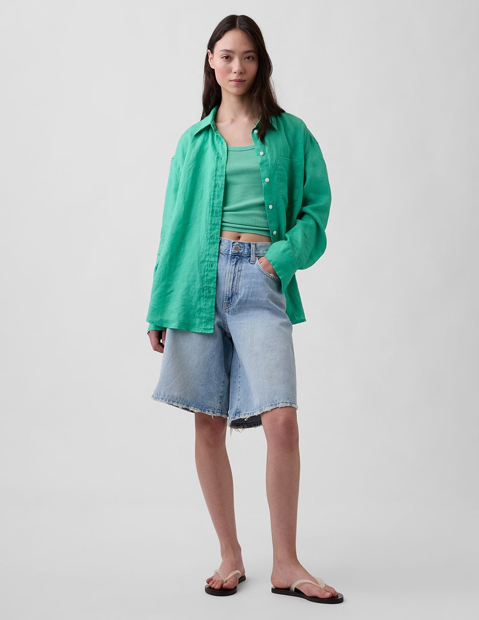 Camisa de lino manga larga para mujer 6