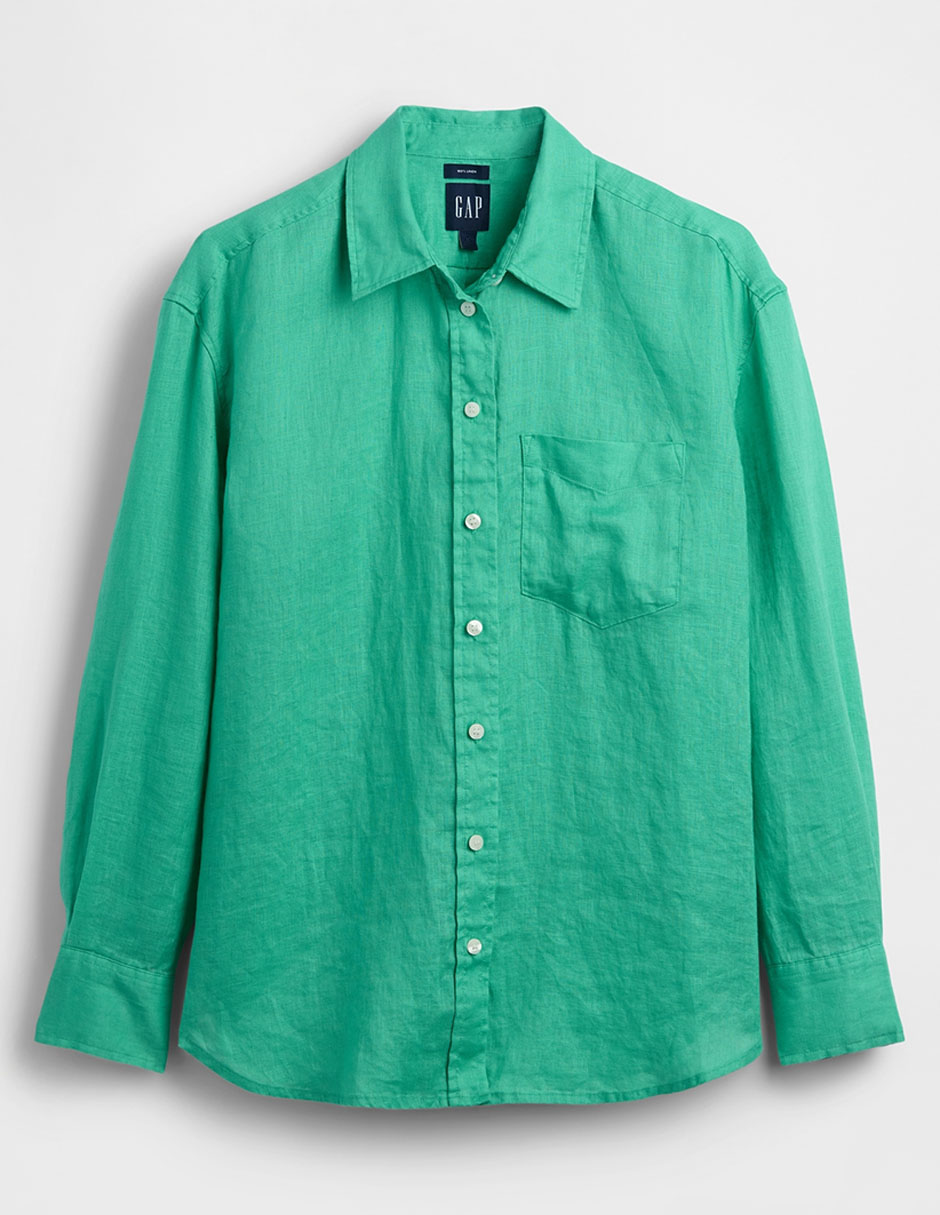Camisa de lino manga larga para mujer 9