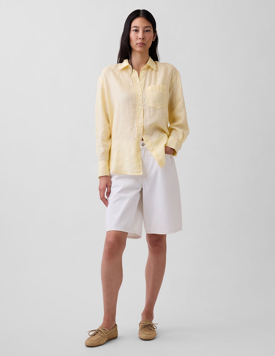 Camisa de lino manga larga para mujer 6