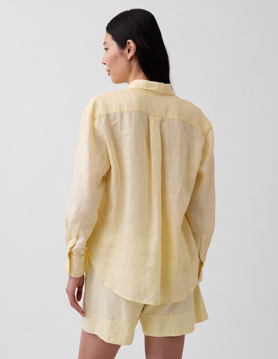 Camisa de lino manga larga para mujer 7
