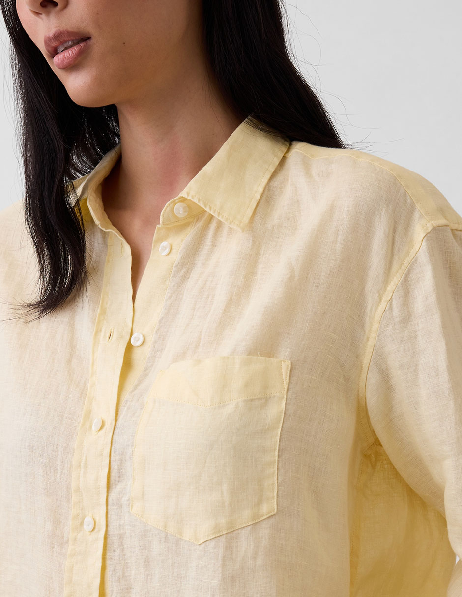 Camisa de lino manga larga para mujer 8