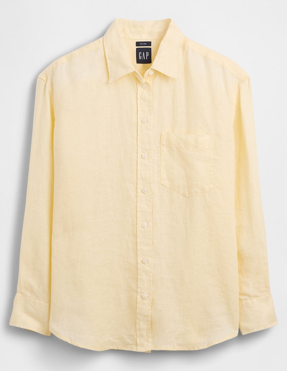 Camisa de lino manga larga para mujer 9