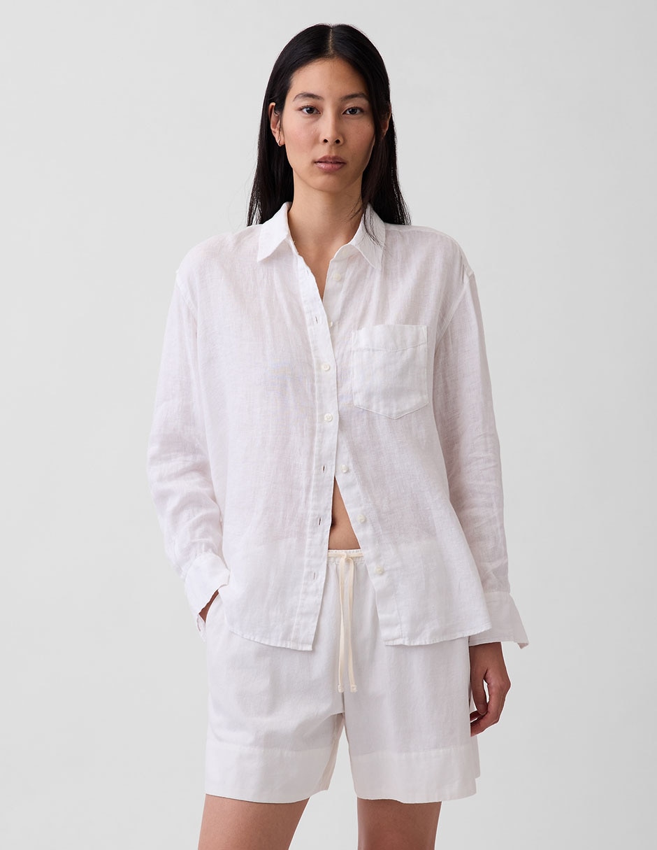 Camisa de lino manga larga para mujer Camisa de lino manga larga para mujer