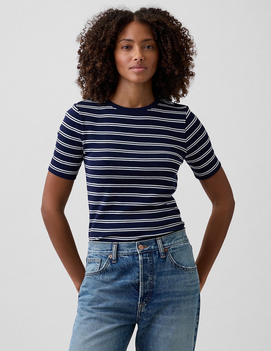 Playera manga corta cuello redondo para mujer