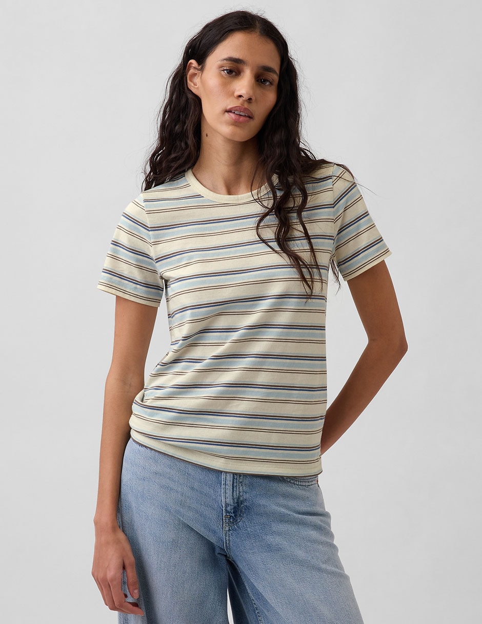 Playera manga corta cuello redondo para mujer