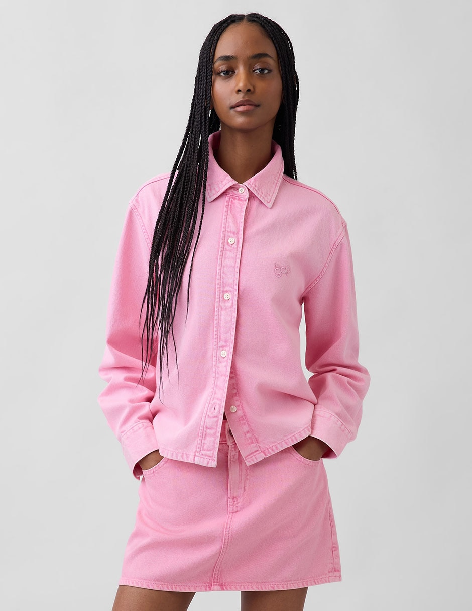 Sobrecamisa de mezclilla manga larga para mujer