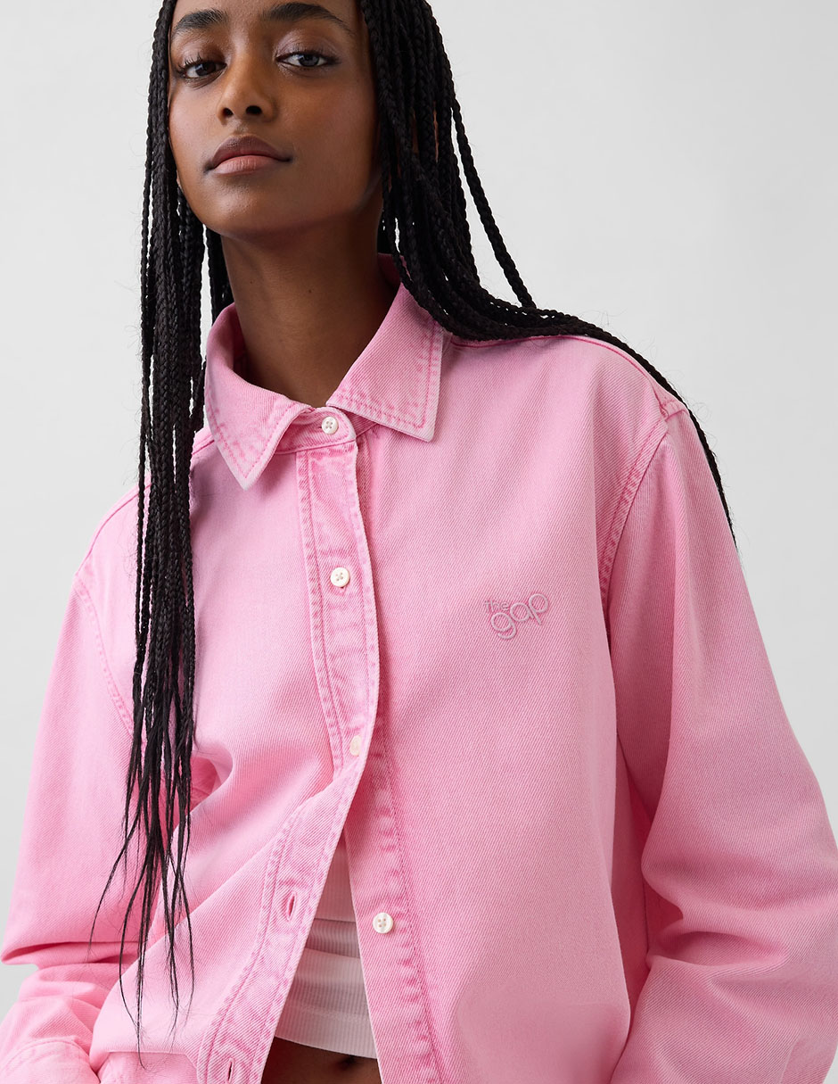 Sobrecamisa de mezclilla manga larga para mujer 3