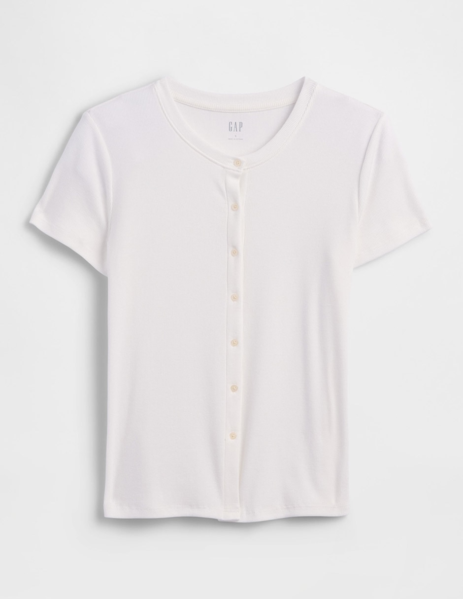 Playera manga corta cuello con botón para mujer 5