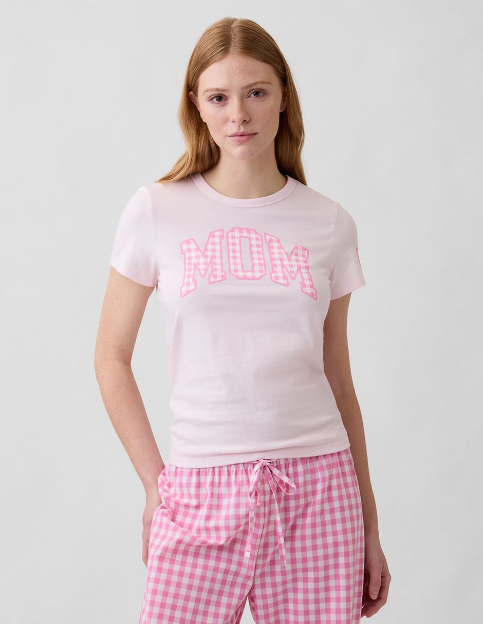 Playera manga corta cuello redondo para mujer