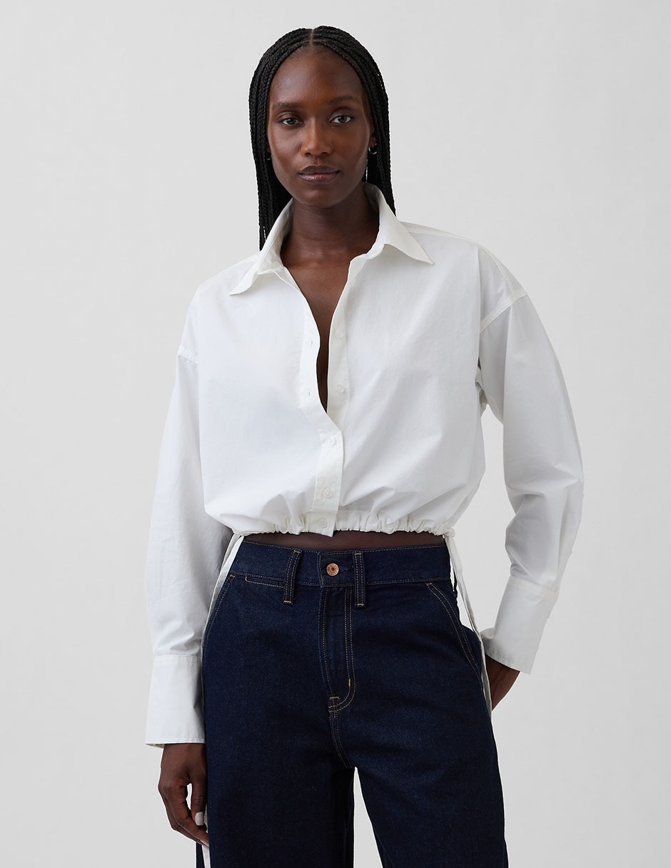 Camisa de algodón manga larga para mujer