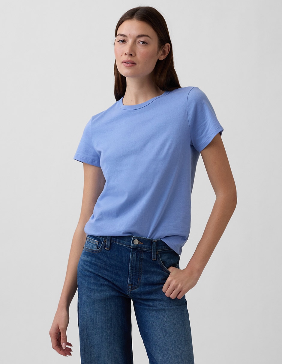 Playera manga corta cuello redondo para mujer