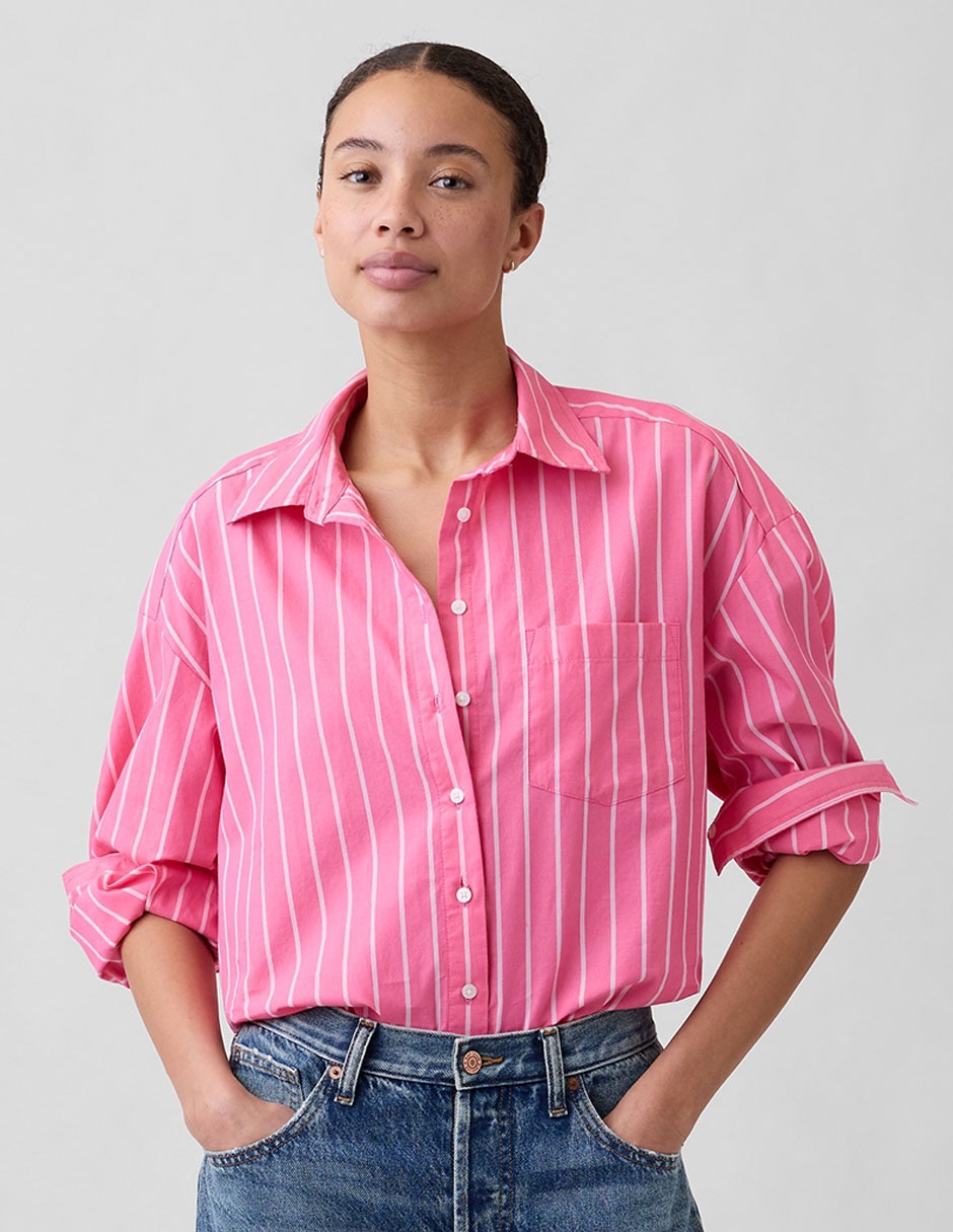 Camisa de algodón manga larga para mujer