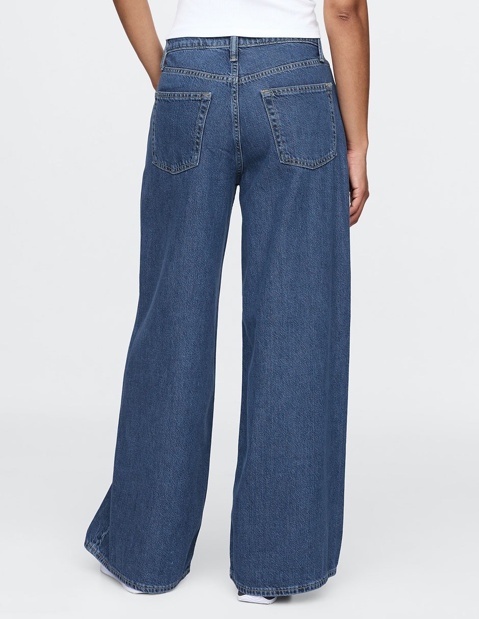 Jeans relaxed wide leg corte cintura para mujer 4