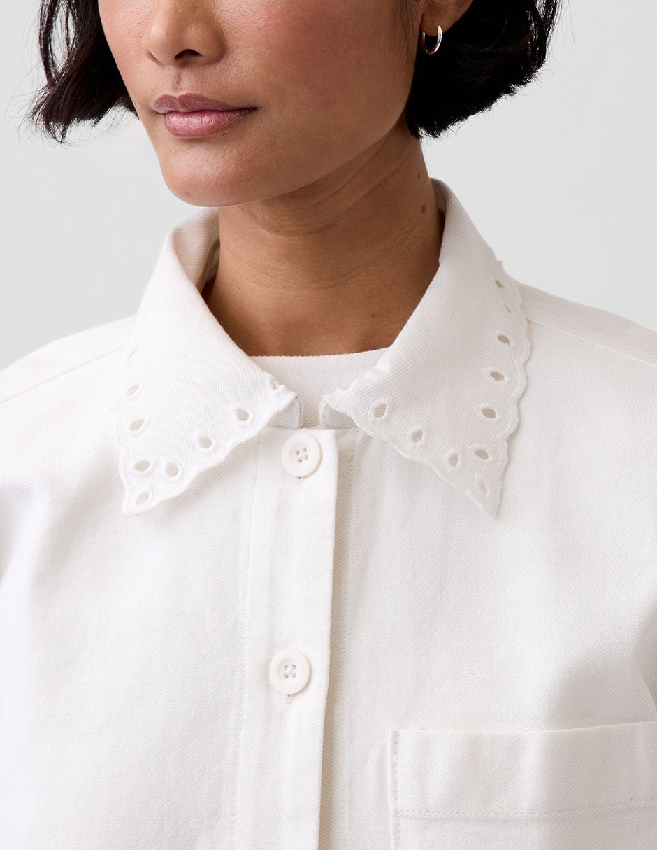 Sobrecamisa de algodón manga larga para mujer 4