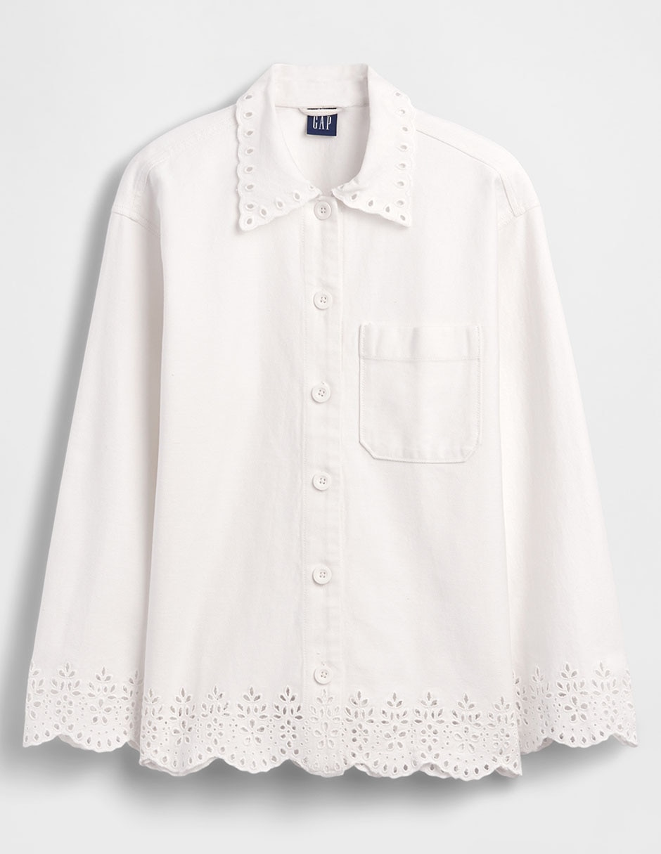 Sobrecamisa de algodón manga larga para mujer 6