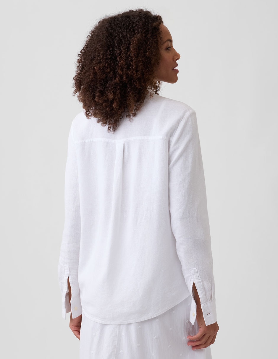 Camisa de lino manga larga para mujer 2