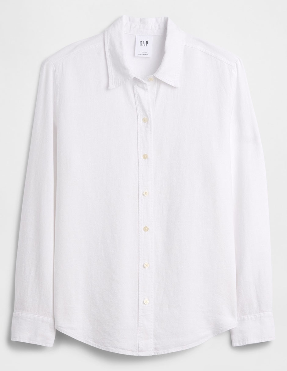 Camisa de lino manga larga para mujer 5
