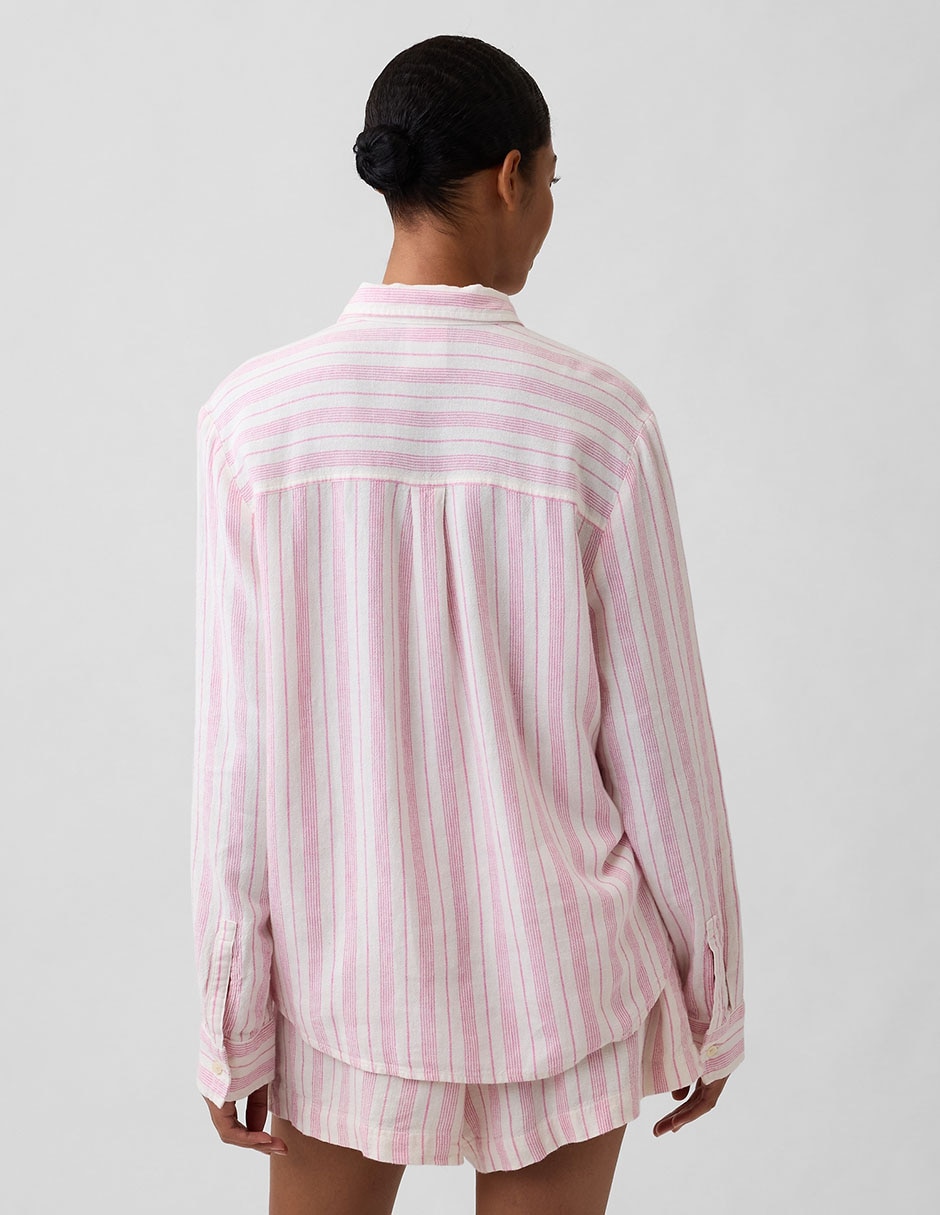 Camisa de lino manga larga para mujer 2