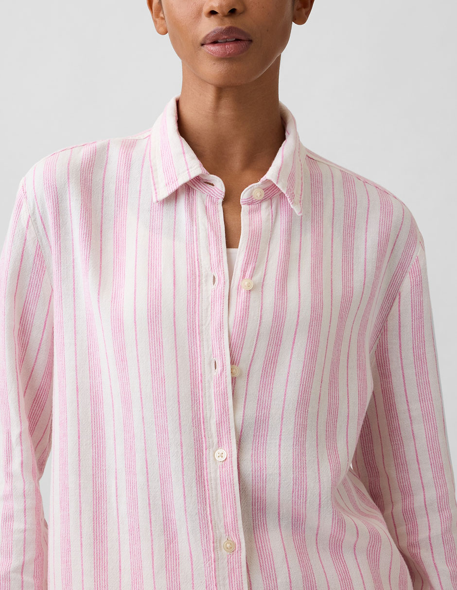 Camisa de lino manga larga para mujer 4