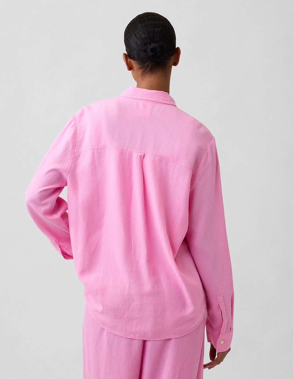 Camisa de lino manga larga para mujer