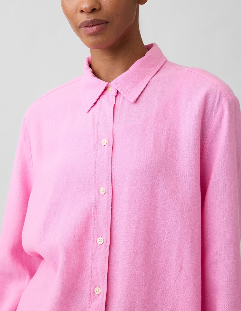 Camisa de lino manga larga para mujer