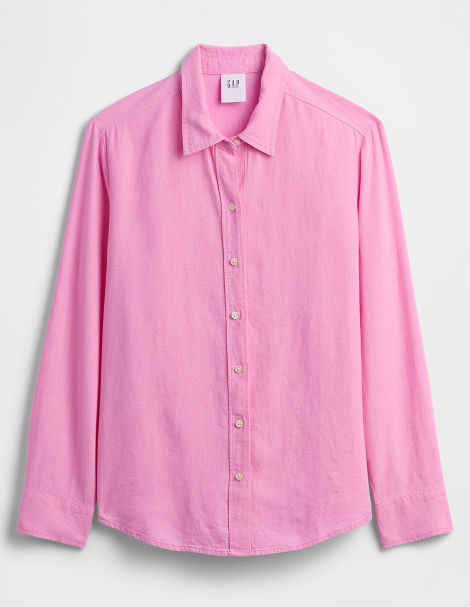 Camisa de lino manga larga para mujer