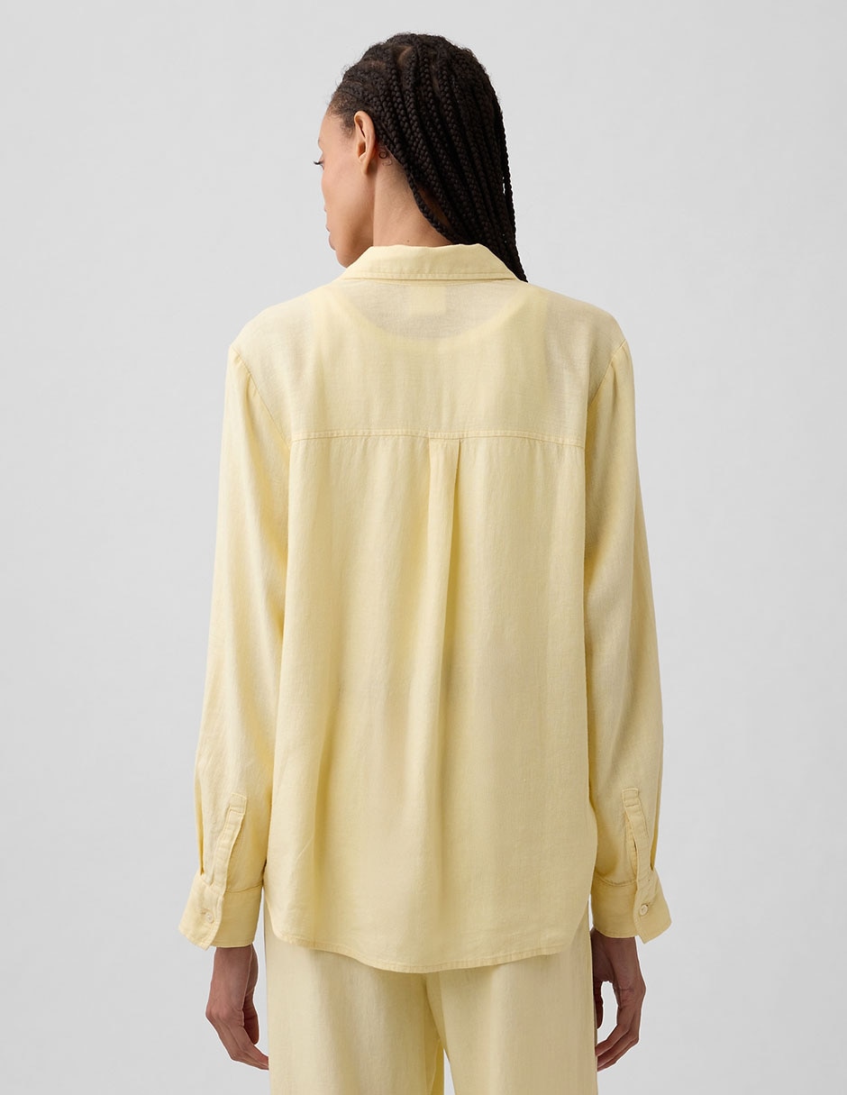 CAMISA GAP 889120 LINO RE, M, AMARILLO
