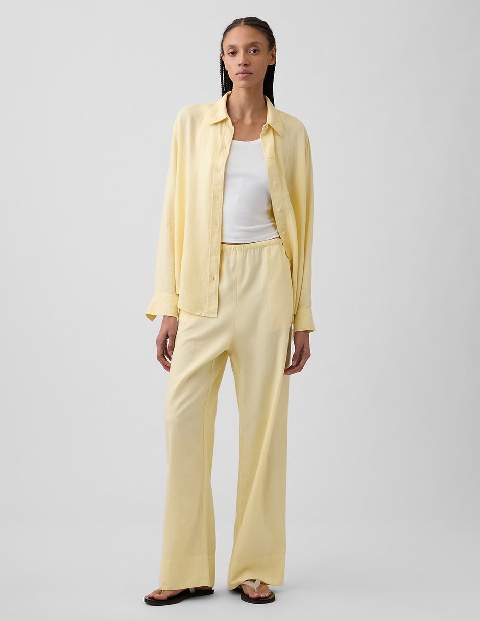 CAMISA GAP 889120 LINO RE, M, AMARILLO